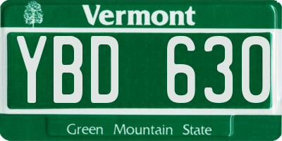 VT license plate YBD630