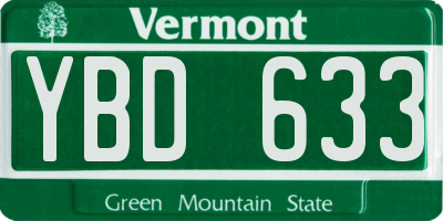 VT license plate YBD633