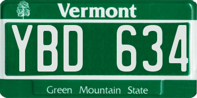 VT license plate YBD634