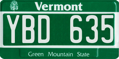 VT license plate YBD635