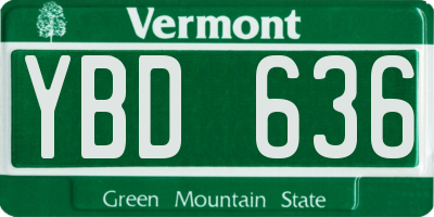 VT license plate YBD636