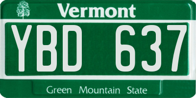 VT license plate YBD637