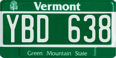 VT license plate YBD638