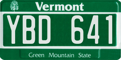 VT license plate YBD641