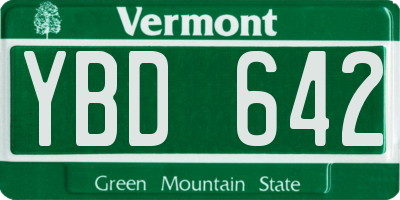 VT license plate YBD642