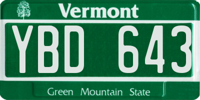 VT license plate YBD643