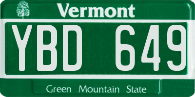 VT license plate YBD649