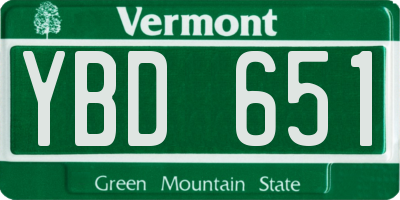 VT license plate YBD651