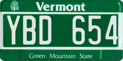 VT license plate YBD654