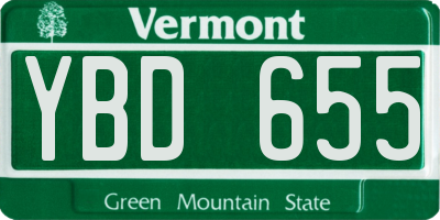 VT license plate YBD655