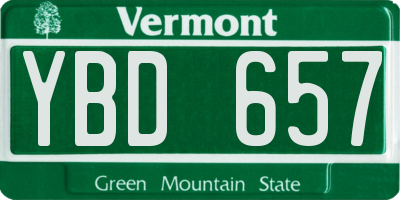 VT license plate YBD657