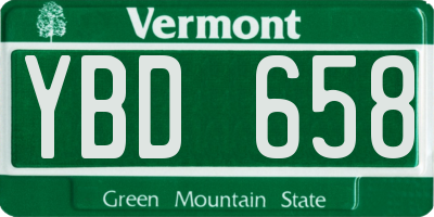 VT license plate YBD658