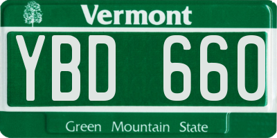VT license plate YBD660