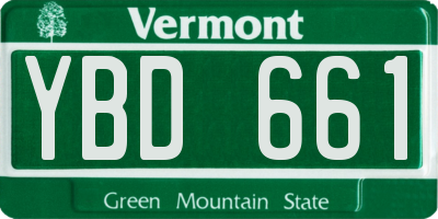 VT license plate YBD661