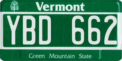 VT license plate YBD662