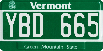 VT license plate YBD665