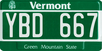 VT license plate YBD667