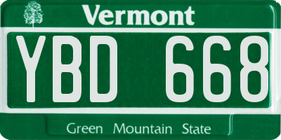 VT license plate YBD668