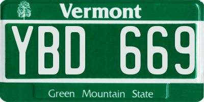 VT license plate YBD669