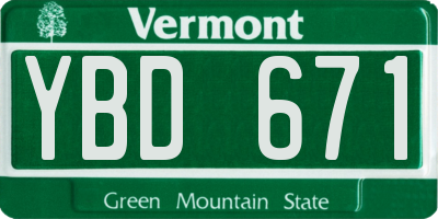 VT license plate YBD671