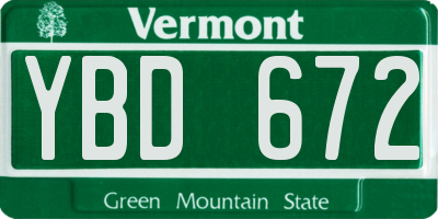 VT license plate YBD672