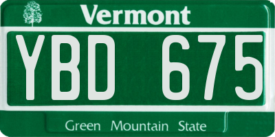 VT license plate YBD675