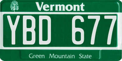 VT license plate YBD677