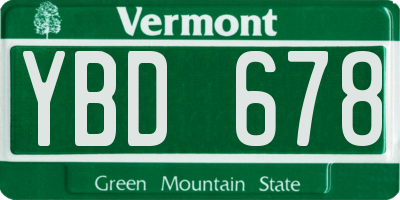 VT license plate YBD678