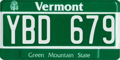 VT license plate YBD679