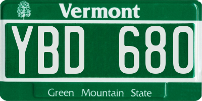 VT license plate YBD680