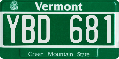VT license plate YBD681