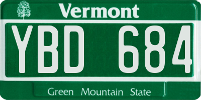 VT license plate YBD684