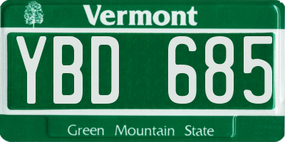 VT license plate YBD685