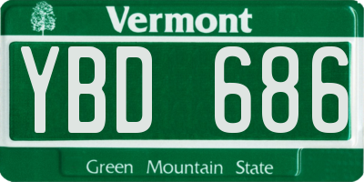 VT license plate YBD686