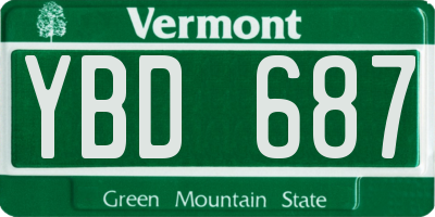 VT license plate YBD687