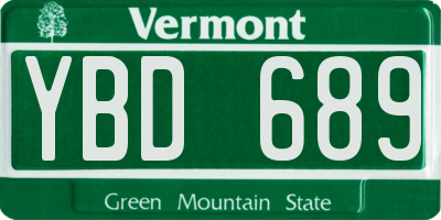 VT license plate YBD689