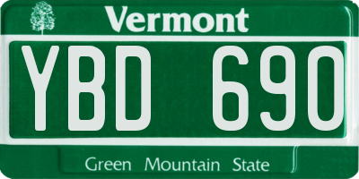 VT license plate YBD690