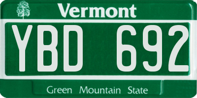 VT license plate YBD692