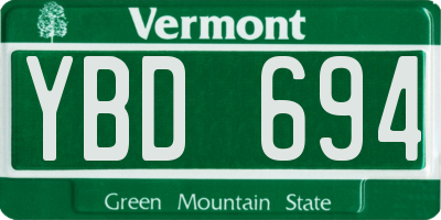 VT license plate YBD694