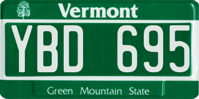 VT license plate YBD695