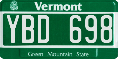 VT license plate YBD698