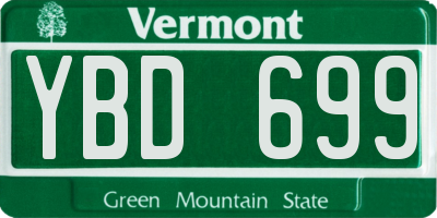 VT license plate YBD699
