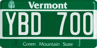 VT license plate YBD700