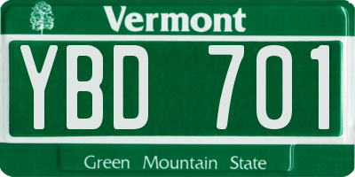 VT license plate YBD701