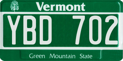 VT license plate YBD702