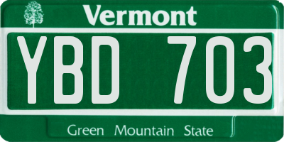 VT license plate YBD703