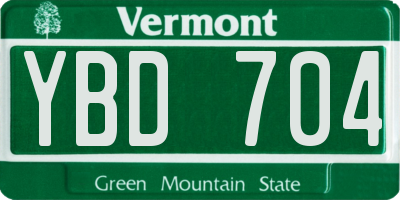 VT license plate YBD704