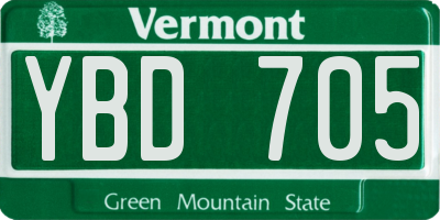 VT license plate YBD705
