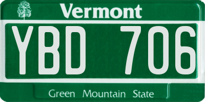 VT license plate YBD706