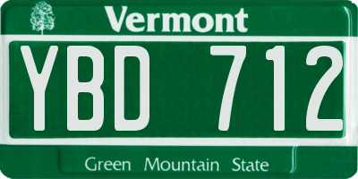 VT license plate YBD712